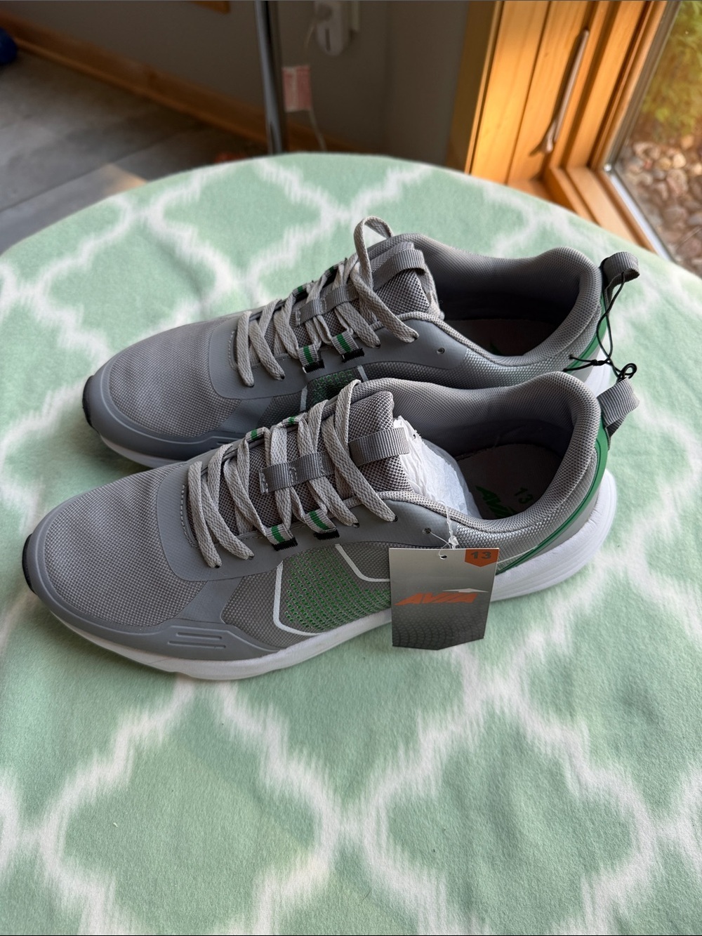 NWT Avia Gray Athletic Sneakers with Green Accents men’s size 13